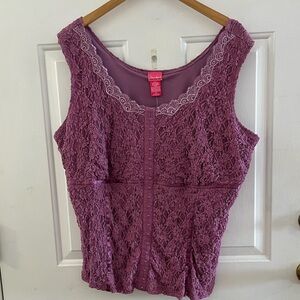 Dujour Plus-Size Purple Lace/Ribbon Feminine Floral Corset Style Tank top Sz 2x